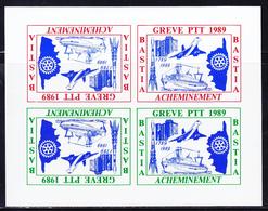 O TIMBRES DE GREVE (REF. MAURY) - O - BASTIA 1989 - Bloc De 4 Valeurs (2coul. Diff.) En Tête Bêche - ND - Non Catalogué  - Andere & Zonder Classificatie