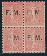 ** FRANCHISE MILITAIRE - ** - N°4 - Bloc De 4 - 10c Rose - Certificat Behr - TB - Military Postage Stamps