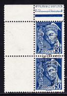 ** TIMBRES DE GUERRE  - ** - N°7 - 50c Bleu - BDF + Interpanneau - Signé A. Brun - TB - Oorlogszegels