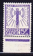 ** TIMBRES DE SERVICE - ** - N°12 - 5F Violet - Bdf - TB - Ongebruikt