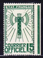 * TIMBRES DE SERVICE - * - N°14 - 15F Vert - Bdf - TB - Neufs