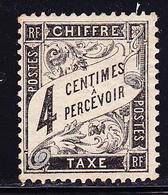 * TIMBRES TAXE - * - N°13 - 4c Noir - Bon Centrage - TB - 1859-1959 Neufs