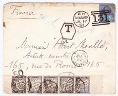 L TIMBRES TAXE - L - N°15 - Bde De 5 - 10c Noir - Obl. PARIS 66 - 19/1/91 S/pli De G.BRETAGNE - Obl. Edimburgh - Du 17 J - 1859-1959 Mint/hinged