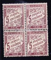 O TIMBRES TAXE - O - N°27 - 5F Marron - Bloc De 4  - TB - 1859-1959 Mint/hinged