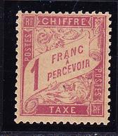 * TIMBRES TAXE - * - N°39 - 1F Rose S/paille - Charn. Légère - TB - 1859-1959 Neufs