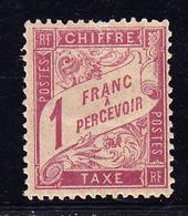 * TIMBRES TAXE - * - N°39 - 1F Rose S/paille - Signé Blanc  - B/TB - 1859-1959 Mint/hinged