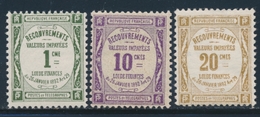 ** TIMBRES TAXE - ** - N°43/45 - 3 Valeurs - TB - 1859-1959 Mint/hinged