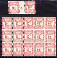 ** TIMBRES TAXE - ** - N°48 Bloc De 15 + Paire Mill.5 - TB - 1859-1959 Mint/hinged