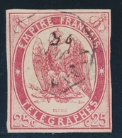 O TIMBRES - TELEGRAPHE - O - N°1 - 25c Rose - Signé A. Brun - TB - Télégraphes Et Téléphones