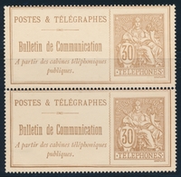 (*) TIMBRES - TELEPHONE - (*) - N°25 - Paire Vertic. - TB - Telegramas Y Teléfonos