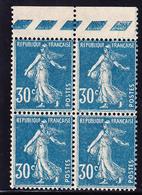 ** VARIETES  - ** - N°217 - 25c S/30c Bleu - Surcharge À Sec - Bloc De 4 - Bdf - Signé Isaac - TB - Unused Stamps