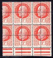 ** VARIETES  - ** - N°521 - 3F Orange - Bloc De 6 - Piquage à Cheval - TB - Unused Stamps