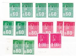 ** VARIETES  - ** - N)1814a, 1815 X5, 1816a X2, 1816d X2, 1891b X2, 1892b X2 - Sans Phosphore - TB - Unused Stamps