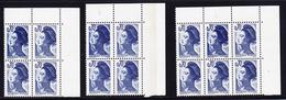 ** VARIETES  - ** - N°2240a - Reentry Du 70c Bleu Foncé - 3 Blocs - TB - Unused Stamps