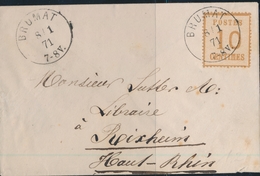 L TIMBRES D'ALSACE LORRAINE (1870-71) - L - N°5 - Obl. Brumat 8/1/71 - Pour Rixheim - TB - Autres & Non Classés