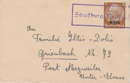 L SERIE HINDENBURG SURCHARGES DE 1939-44 - L - N°8 - 3pf Obl. Cachet Provis. Type 300 - Strasbourg-Neudorf Violet - TB - Lettres & Documents