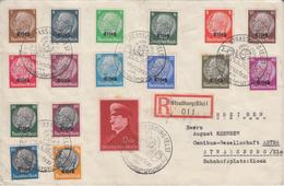 L SERIE HINDENBURG SURCHARGES DE 1939-49 - L - N°8/23 + Allem. N°696 Sur Pli Recom. Obl. Strassburg Verbeschau Type 341  - Lettres & Documents