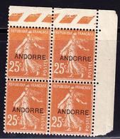 ** TIMBRES POSTE - ** - N°9 - 25c Brun Jaune - CdF - Bloc De 4 - TB - Neufs