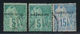 O GUADELOUPE  - O - N°17a (B), 19a (B) - GUADBLOUPE + N°17a (D) - GUADELOUEP - TB - Other & Unclassified