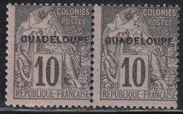 ** GUADELOUPE  - ** - N°18 - 10c Noir S/rose - Paire + Pont - TB - Autres & Non Classés