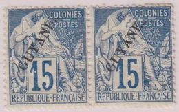 ** GUYANE - ** - N°21- 15c Bleu - Paire + Pont  - TB - Autres & Non Classés