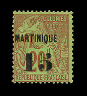 * MARTINIQUE - * - N°5 - 15c S/20c Brique S/vert - TB - Other & Unclassified