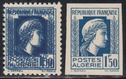 ** ALGERIE - VARIETES - ** - N°214, Dble Impression - Signé- N°214b, Recto/verso - Non Dentelé - Vide