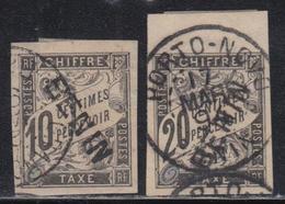 O BENIN - TIMBRES TAXE - O - N°2/3 - Les 2 Val. - Surch. Diagonales - Signées Brun -TB - Other & Unclassified