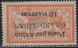 * GRAND LIBAN - POSTE AERIENNE  - * - N°4a - 10 Pi S. 2F - Orange Et Vert Bleu - Surch. Renversée - TB - Other & Unclassified