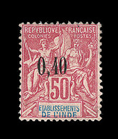 * INDE FRANCAISE - * - N°23 - 0,40 S/50c Rose - Signé Calves - TB - Autres & Non Classés