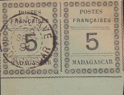 (*)/O MADAGASCAR - (*)/O - N°8 - 5c Noir Sur Vert - Paire - 1 Ex Av. Oblit. Centrale - Bdf - TB - Autres & Non Classés