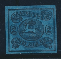 O BRUNSWICK - O - N°8 - 2s Noir Sur Bleu - Signé A. Brun - TB - Braunschweig