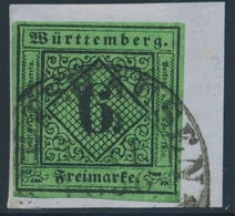 F WURTEMBERG - F - N°3 - 6k. Vert - Obl Gd Cachet - TB - Autres & Non Classés