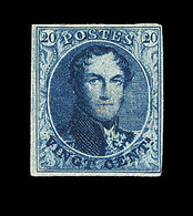 (*) BELGIQUE - (*) - N°7 - 20c Bleu (papier épais) - TB - 1849 Hombreras