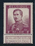 ** BELGIQUE - ** - N°122 - 5F Carminé - TB - 1849 Epaulettes