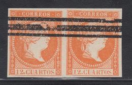 O ESPAGNE - O - N°44a - Paire - Annulé 3 Barres Horiz. - TB - ...-1850 Prephilately