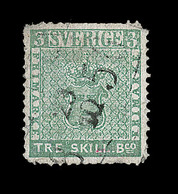 O SUEDE - O - N°1 - 3 Sk Vert - Defct. - Signé JF Brun - - Used Stamps