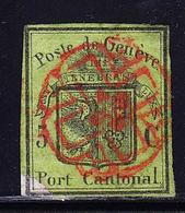 O SUISSE - O - N°3 - 5c Noir S/vert - Réparé - TB - 1843-1852 Federal & Cantonal Stamps