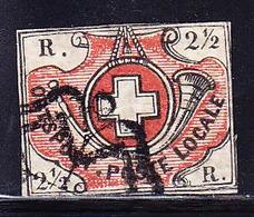 O SUISSE - O - N°11 - 2½ Noir Et Rouge - Marge Minimum - B - 1843-1852 Federal & Cantonal Stamps