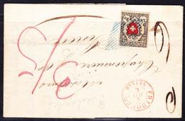 L SUISSE - L - N°12 Obl Grille Bleue + Càd Rouge De Friburg - 2/06/47 - Faux De Fournier - Certif Hermann - 1843-1852 Federal & Cantonal Stamps