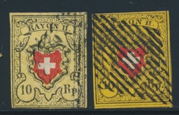 O SUISSE - O - N°15, N°15A -signé A. Brun - TB - 1843-1852 Federal & Cantonal Stamps