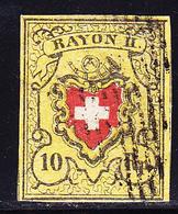 O SUISSE - O - N°15 - 10r Jaune, Noir Et Rouge - TB - 1843-1852 Timbres Cantonaux Et  Fédéraux