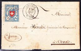 L SUISSE - L - N°20 - Obl Plume + Càd Cornaux - 12 Déc. 51 - Pr Anet - B/TB - 1843-1852 Federal & Cantonal Stamps