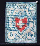 O SUISSE - O - N°20 Obl Grille Bleue - Marges Réduites - Signé Hermann - 1843-1852 Federal & Cantonal Stamps