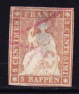 O SUISSE - O - N°26 - Obl Rouge - Clair - Signé Hermann - 1843-1852 Federal & Cantonal Stamps