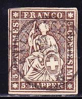 O SUISSE - O - N°26 Obl Càd Ballaigne - Signé Hermann - TB - Cote: 40 FS - 1843-1852 Federal & Cantonal Stamps