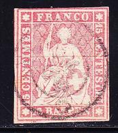 O SUISSE - O - N°28 - Obl Càd - Signé Hermann - TB - 1843-1852 Federal & Cantonal Stamps