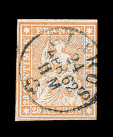 O SUISSE - O - N°29 (Sbk N°25D) Obl Càd Glarus - 24 Avril 62 - Signé Hermann - TB - 1843-1852 Federal & Cantonal Stamps