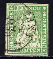 O SUISSE - O - N°30 - Obl Càd Genèv E    - Signé Hermann - TB/SUP - 1843-1852 Federal & Cantonal Stamps