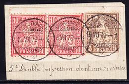 F SUISSE - F - (N°34c + 43) Double Impression Dt Une Renversée (1 Angle Déf.) - Aspect TB - 1843-1852 Federal & Cantonal Stamps